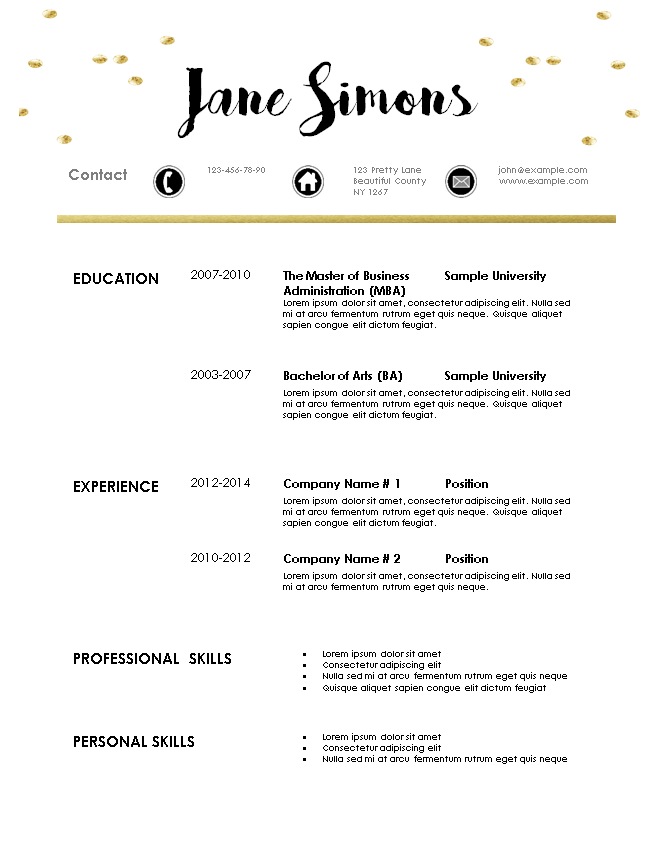 free modern resume template