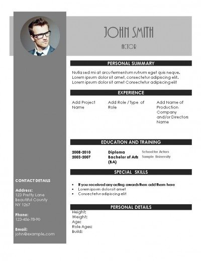 acting resume template