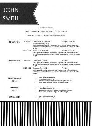 resume with a chalkboard label and black stripes