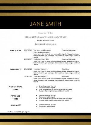 elegent black and gold resume template