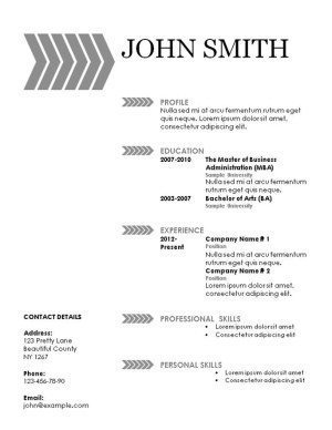 grey arrow pattern on resume template with a simple design