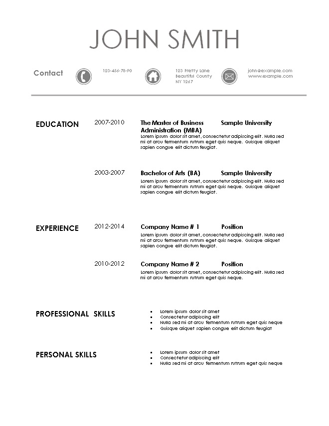 Free Printable Basic Resume Template