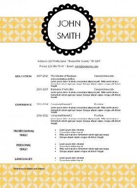 happy yellow resume template